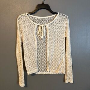 Cream Lace Tie Up Top